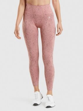 Gymshark Pink High-Rise Printed Leggings small